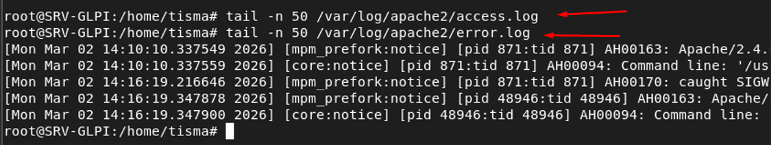tail des logs access.log et error.log d'Apache